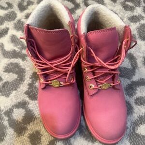 Timberland Pink and Cream Boots